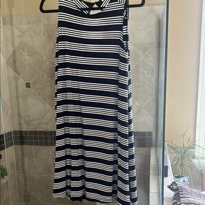 Loft Striped Blue and White Sleeveless Dress